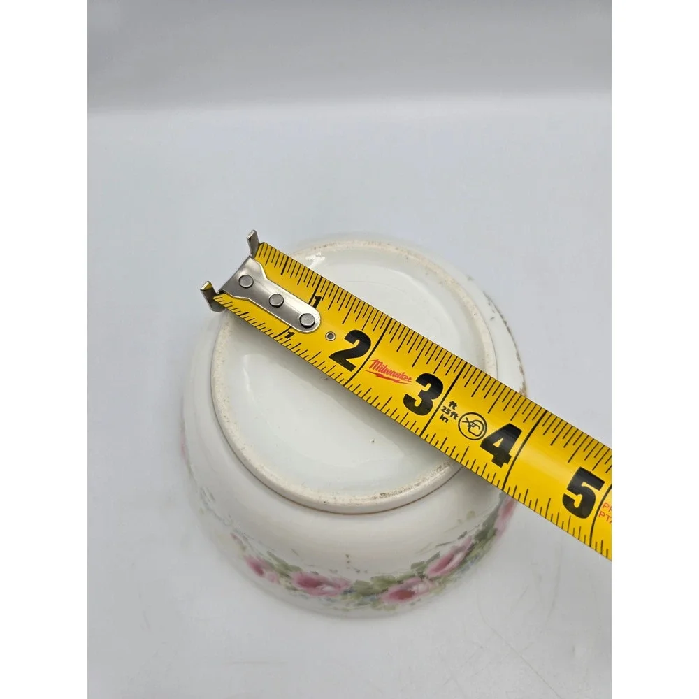 Antique Hand Painted Porcelain Bowl 1896 Pink Roses‎ Gold Gilt Victorian - Picture 10 of 12